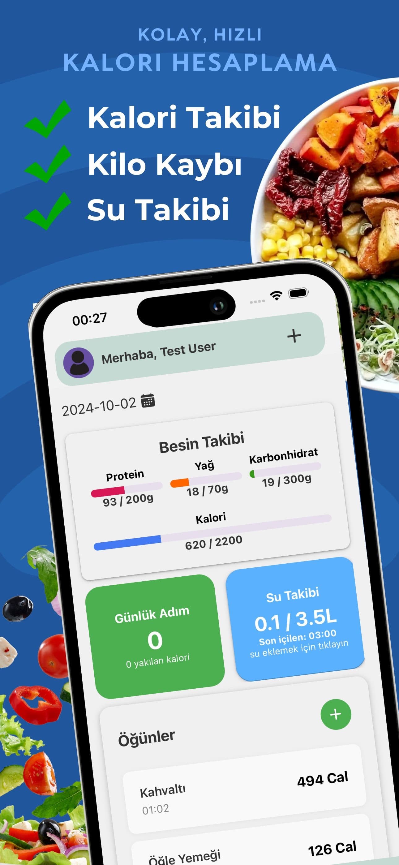 My Calories ekran görüntüsü: Besin takibi