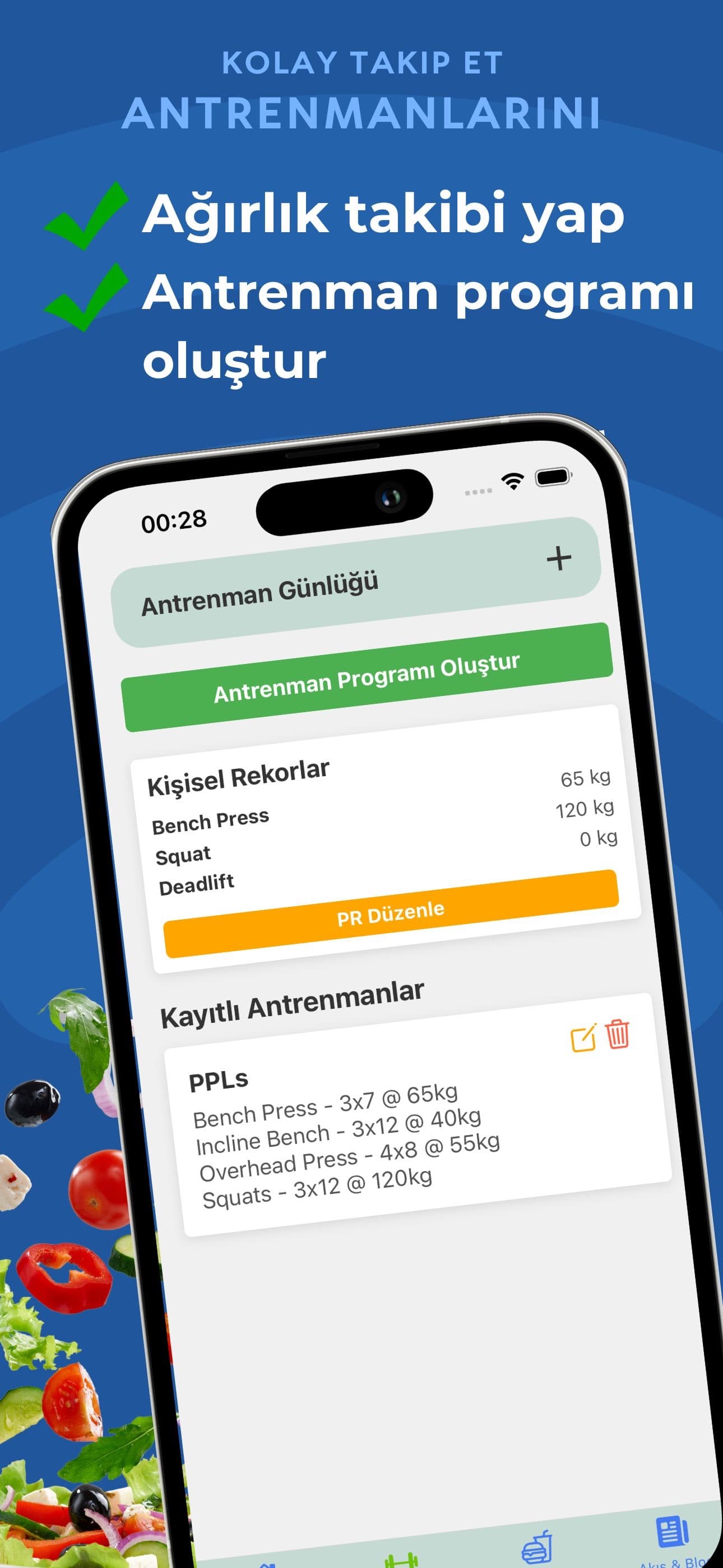 My Calories ekran görüntüsü: Antrenman günlüğü
