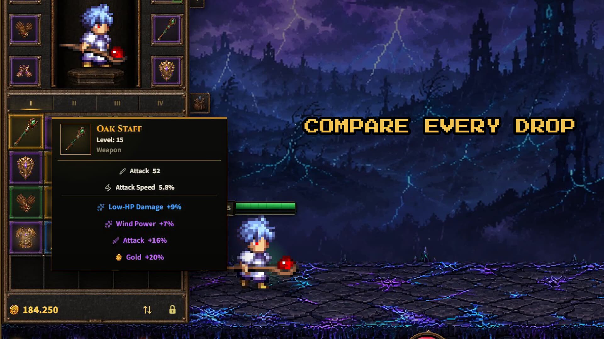Chest & Blade ekran görüntüsü: Ganimet karşılaştırma