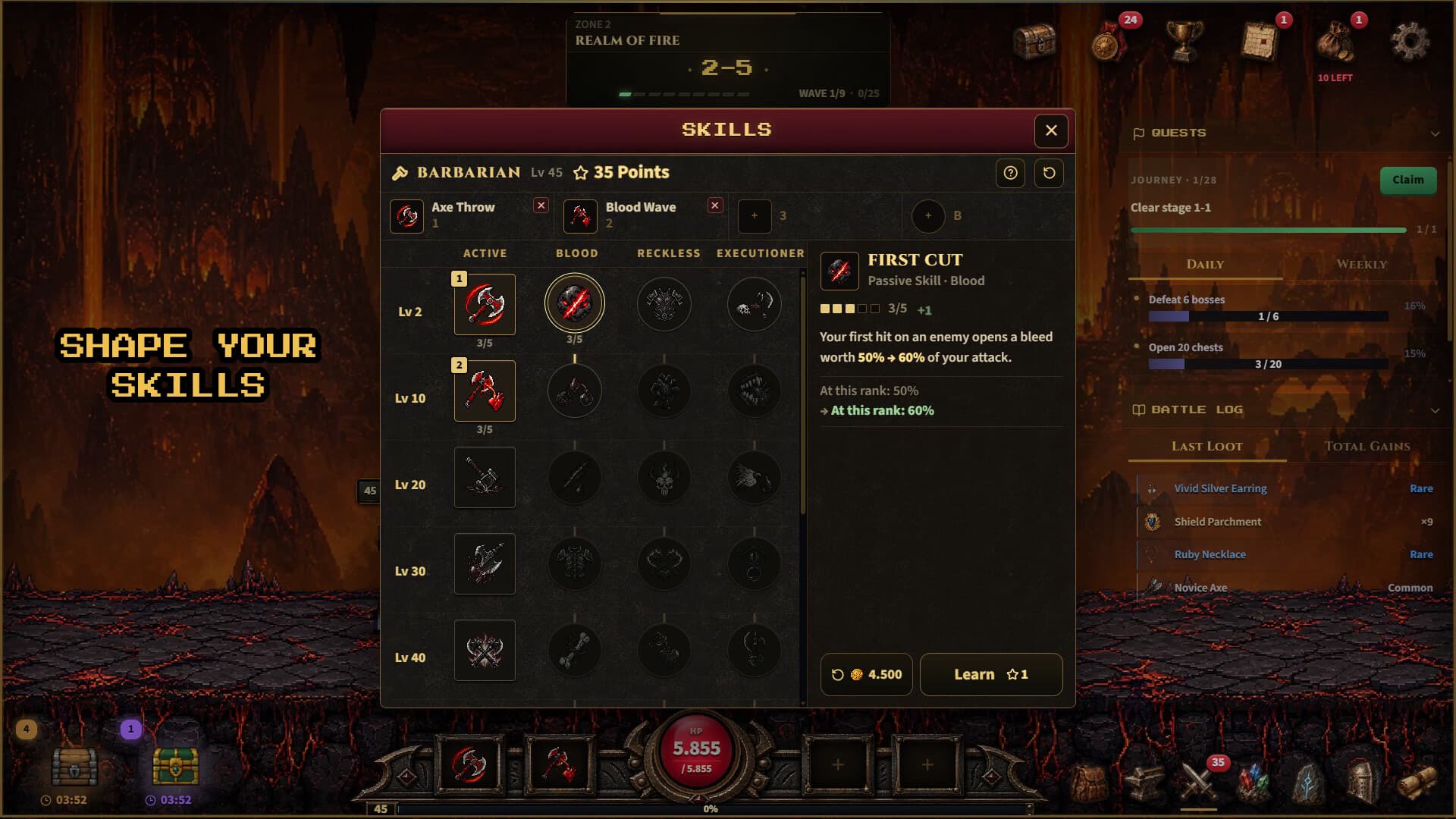 Chest & Blade ekran görüntüsü: Yetenekler